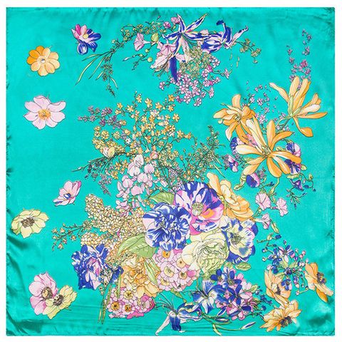 Korean Floral Pattern Ladies Simulation Silk Satin Square Scarf Silk Scarf