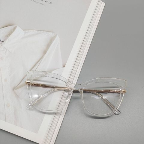 New  Fashion Cat Eye Glasses Plain Face Transparent Flat Mirror