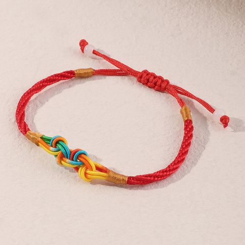 Simple Fashion Geometric Gradient Red Rope Adjustable Bracelet