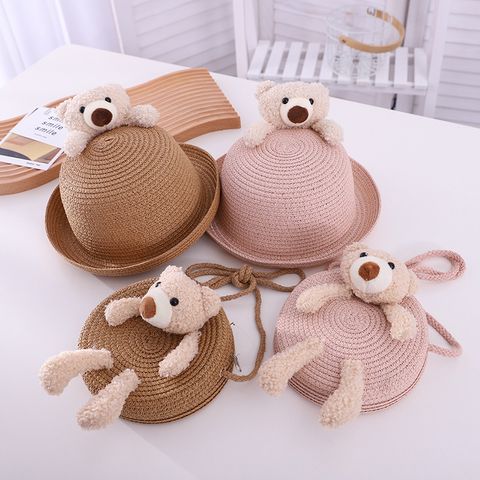 Children's Cute Little Bear Straw Hat Baby Sun Hat Wholesale