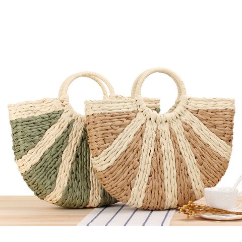A Simple Hand-carried Straw Solid Color Casual Hand-woven Bag 41*38*8cm