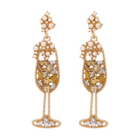 Retro Geometric Champagne Glass Women's Earrings Wholesale