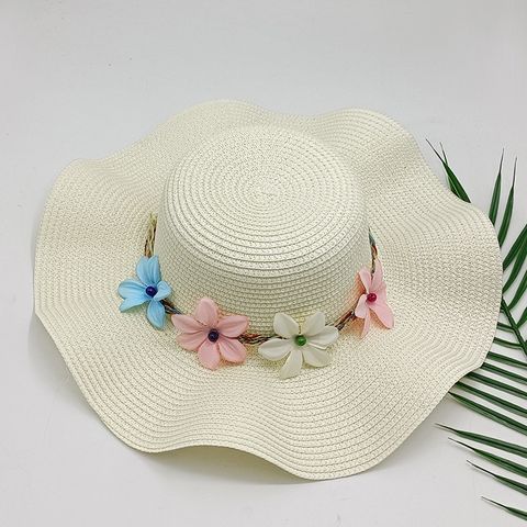 Fashion Flowers Sunscreen Foldable Straw Hat