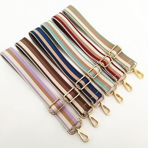 New Contrast Color Striped Wide Shoulder Strap Thickened Women's Bag Accessories