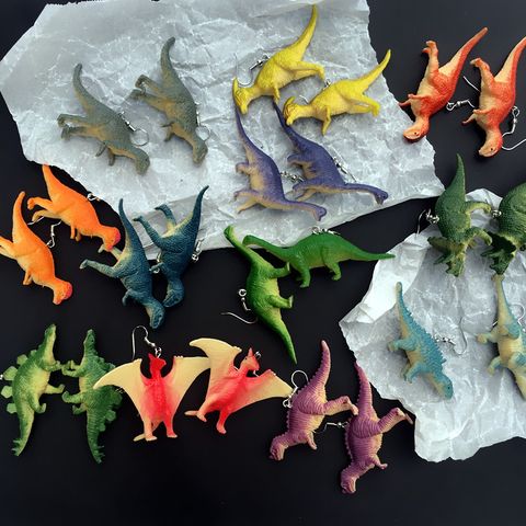 Estilo De Dibujos Animados Dinosaurio Resina Tridimensional Niños Unisex Pendientes De Gota 1 Par