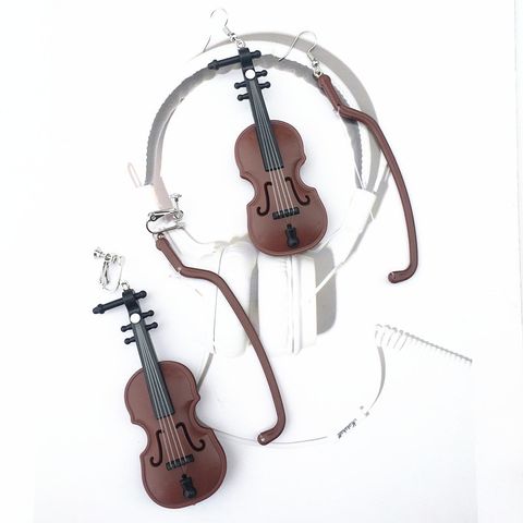 Creative Hand-made Violin Retro Musical Instrument Earring Contrast Color