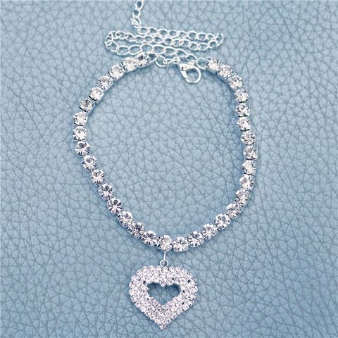 Fashion Heart Rhinestone Anklet Women's Beach Trend Simple Anklet