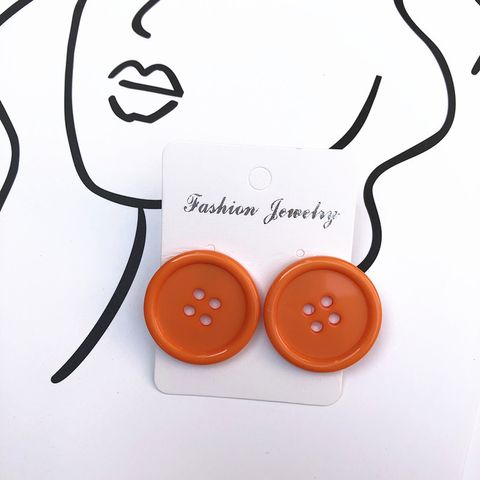 Fashion Colorful Candy-colored Button Earrings Round Resin Earrings