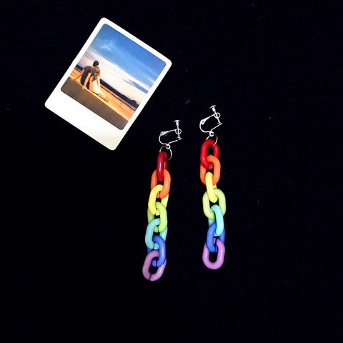 Acrylic Rainbow Contrast Color Chain Acrylic Earrings Wholesale