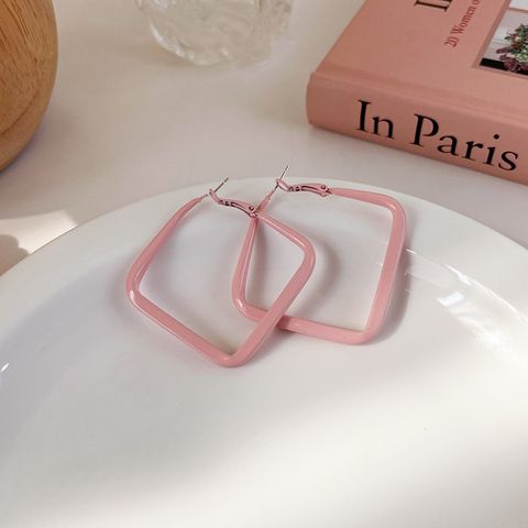 Fashion Pink Earrings Geometric Earrings Simple Alloy Earrings