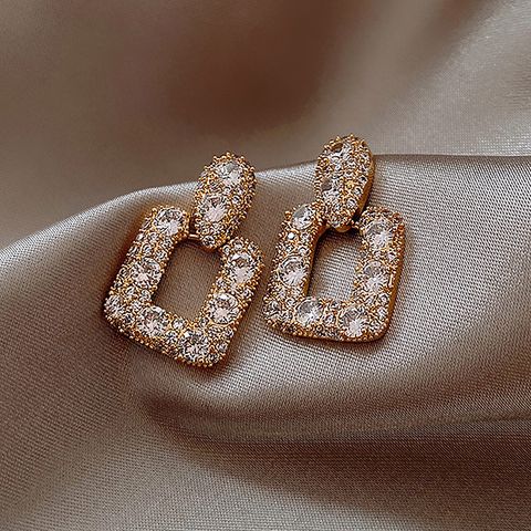 Fashion Geometric Rhinestone Artificial Gemstones Earrings