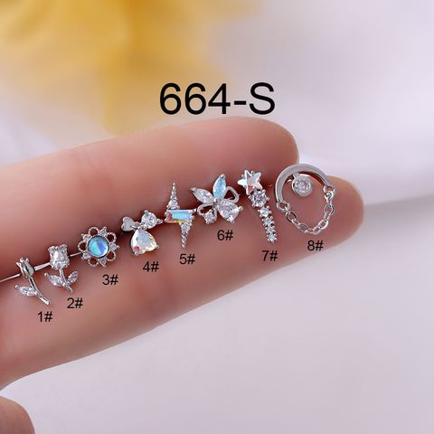 Ear Cartilage Rings & Studs Fashion Flower 316 Stainless Steel  Copper