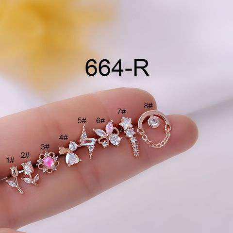 Ear Cartilage Rings & Studs Fashion Flower 316 Stainless Steel  Copper
