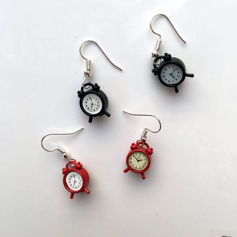 Cute Retro Small Alarm Clock Earrings Ear Clips