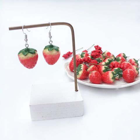 Fashion Hand-made Cartoon Fun Strawberry Earrings