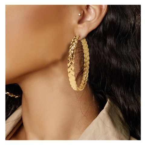 Fashion Geometric Exaggerated Large Round Braided Alloy Earrings