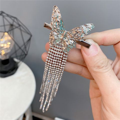 Fashion Metal Butterfly Full Drill Long Tassel Hairpin Hair Accessories