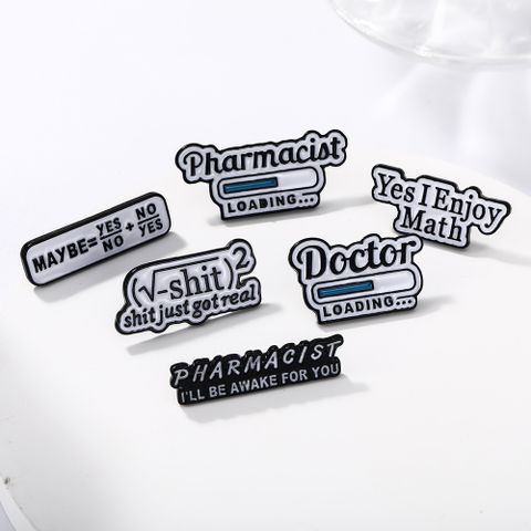 New Letter Metal Brooch Mathematical Equation Drip Oil Black And White Letters