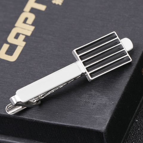 Cross-border New European And American Fashion Personality Men&#39;s French Business Shirt Black Striped Tie Clip Cufflinks Accessories
