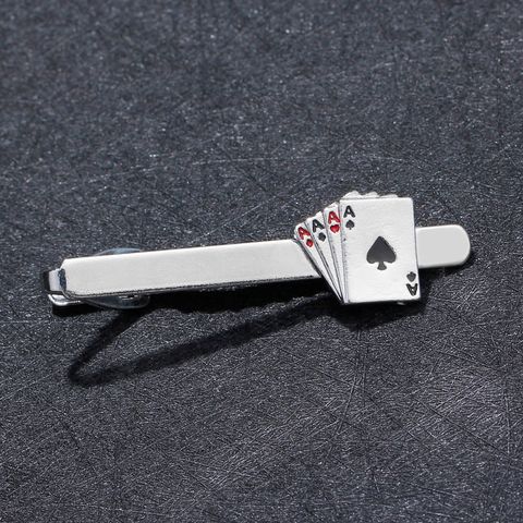 Cross-border Hot-selling Fashion Accessories European And American Fashion Trends Men&#39;s Tie Clip Playing Cards Four A Cufflinks