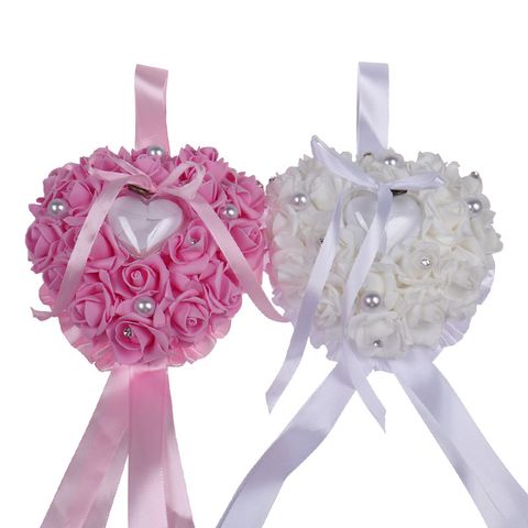 European Style Can Be Hung Foam Rose Wedding Heart-shaped Ring Pillow Ring Box