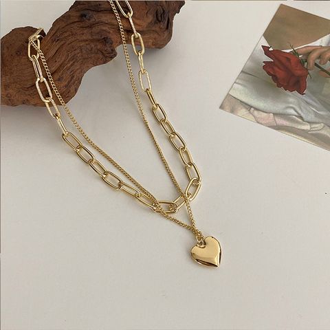 Hip-hop Style Heart Pendant Multi-layer Necklace