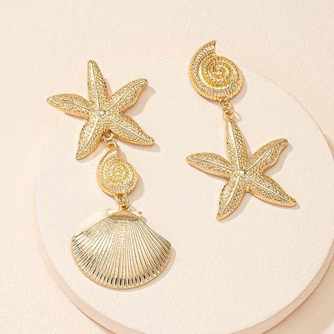 Fashion Shell Starfish Retro Alloy Earrings