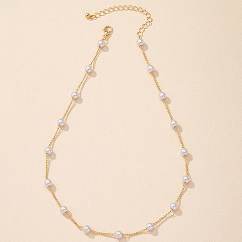 Fashion Pearl Thin Chain Sweet Millet Grain Short Necklace Accessories