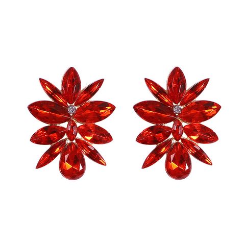 Fashion Small Flower Color Rhinestone Earrings