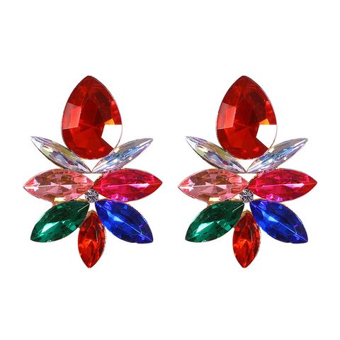 Creative Alloy Colored Diamond Flower Earrings