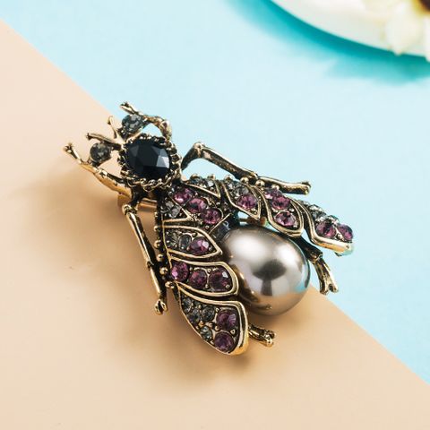 Fashion Diamond-studded Bee Cat Dragon Tail Bamboo Pearl Corsage Brooch Retro Accessories