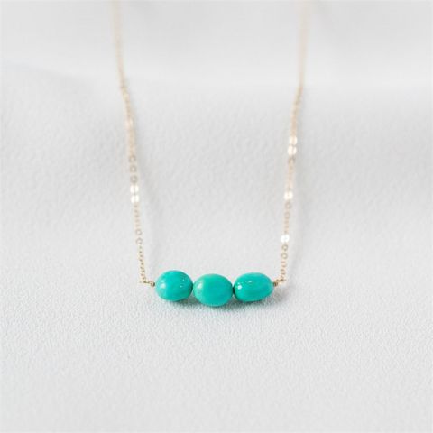 Fashion Geometric Turquoise Clavicle Chain Simple Copper Necklace