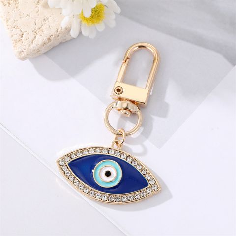 Fashion Diamond Drop Oil Heart-shaped Blue Eyes Keychain