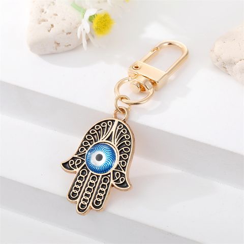 Fashion Drill Alloy Patch Blue Eyes Keychain Hand Of Fatima Devil's Eye Pendant