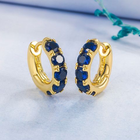 1 Pair Elegant Vintage Style Round Plating Inlay Copper Zircon Gold Plated Hoop Earrings