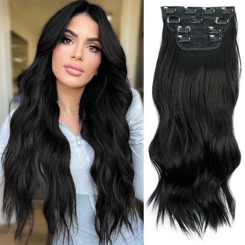 Synthetic Wig Long Curly Wig Female Hair Wig Set Four-piece Set Hairpiece Clip Chemical Fiber Hair Extension