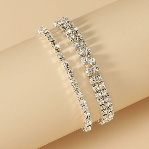 Claw Chain Diamond-embedded Fashion Stretch Rhinestone Two-piece Set Bracelet