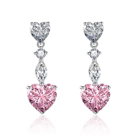 Fashion Heart Shape Copper Plating Zircon Women's Rings Earrings Necklace 1 Set