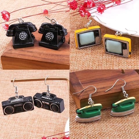 Fashion Old Object Telephone Tv Iron Radio Retro Earring Jewelry Wholesale