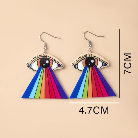 Fashion Geometric Rainbow Eye Printing Arylic Acrylic Earrings