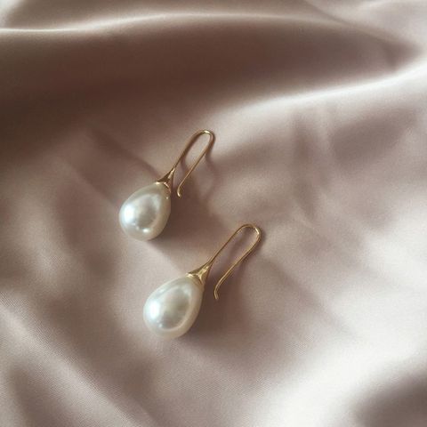Pendientes Colgantes De Perlas De Gota De Agua Bonitos Simples A La Moda