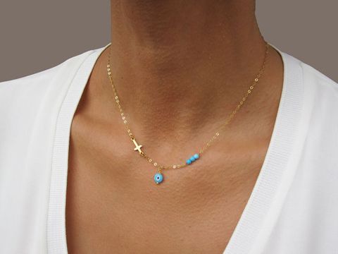 Eye Pendant Fashion Cross Clavicle Chain Women's Tophus Necklace
