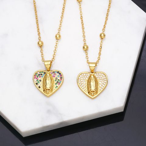 Fashion Geometric Heart Copper 18k Gold Plated Necklace In Bulk