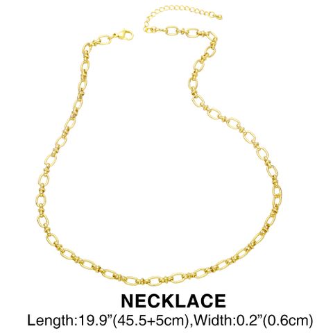 Simple Cobre 18k Chapado En Oro Gruesa Cadena Collar Pulsera