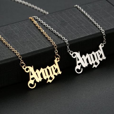 304 Stainless Steel Gold Plated Princess Glam Cute Plating Angel Letter Valentine'S Day Titanium Steel