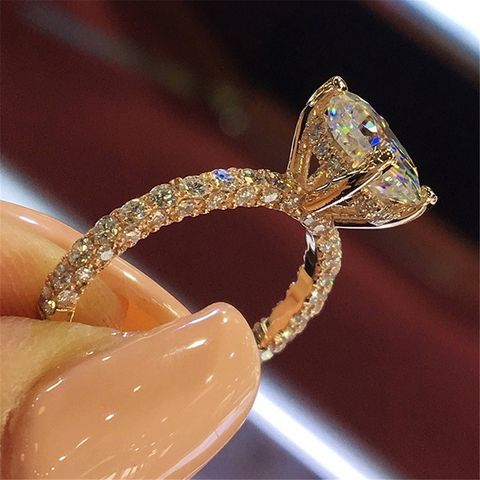Fashion Diamond Round Alloy Ring Proposal Diamond Ring Wholesale