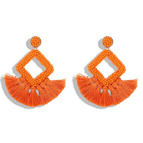 Womens Geometric Plastic Fringe Weaving  Resin Earrings Nhjq122795