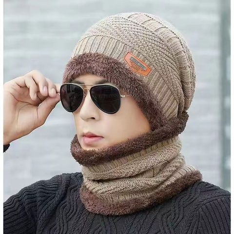 Korean Woolen Cap And Velvet Pullover Cap Outdoor Windproof Earmuffs Warm Knitted Hat Men