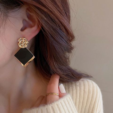 Fashion Geometric Square Sequin Earrings Simple Alloy Earrings