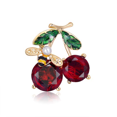 Fashion New Cute Cherry Shaped Brooch Female Suit Accessories